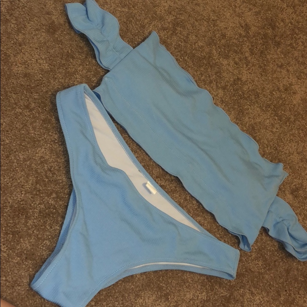 Cold Shoulder Blue Bikini